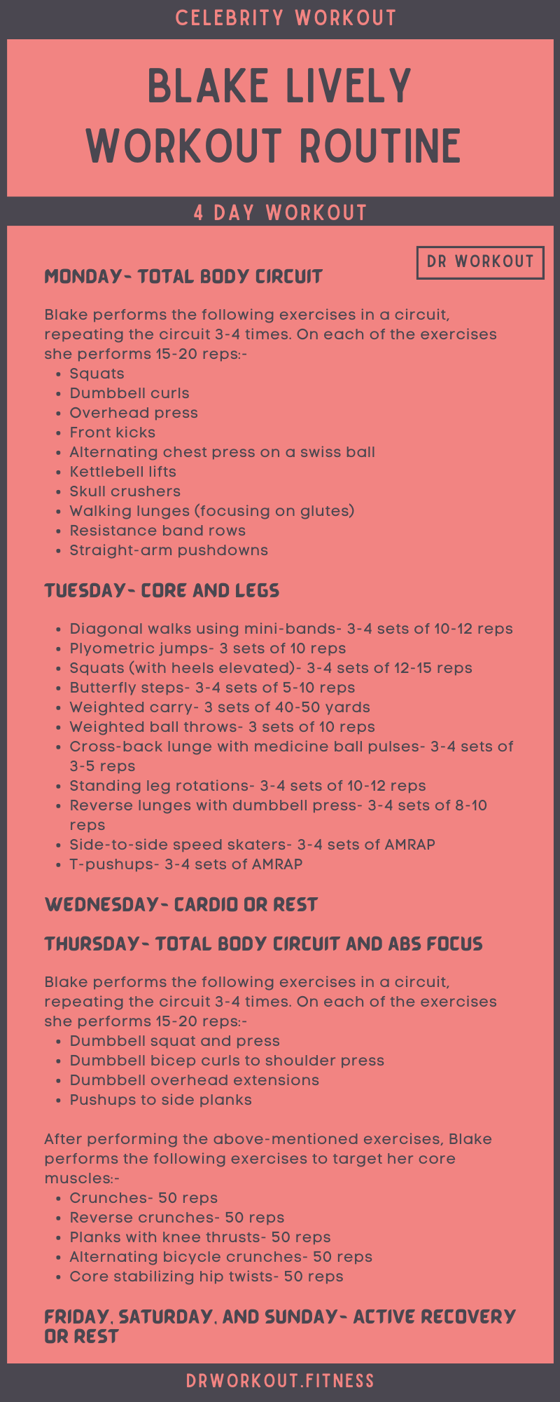 Blake Lively's Workout Routine and Diet Plan Dr Workout