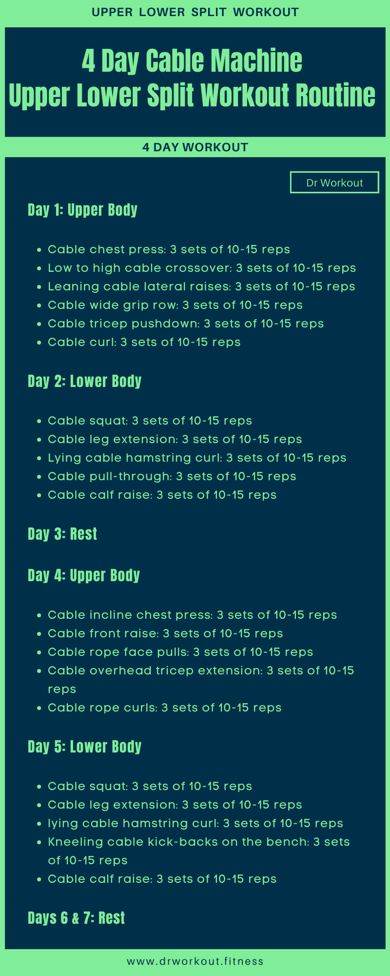 4 Day Cable Machine Upper Lower Split Workout Routine (with PDF) Dr