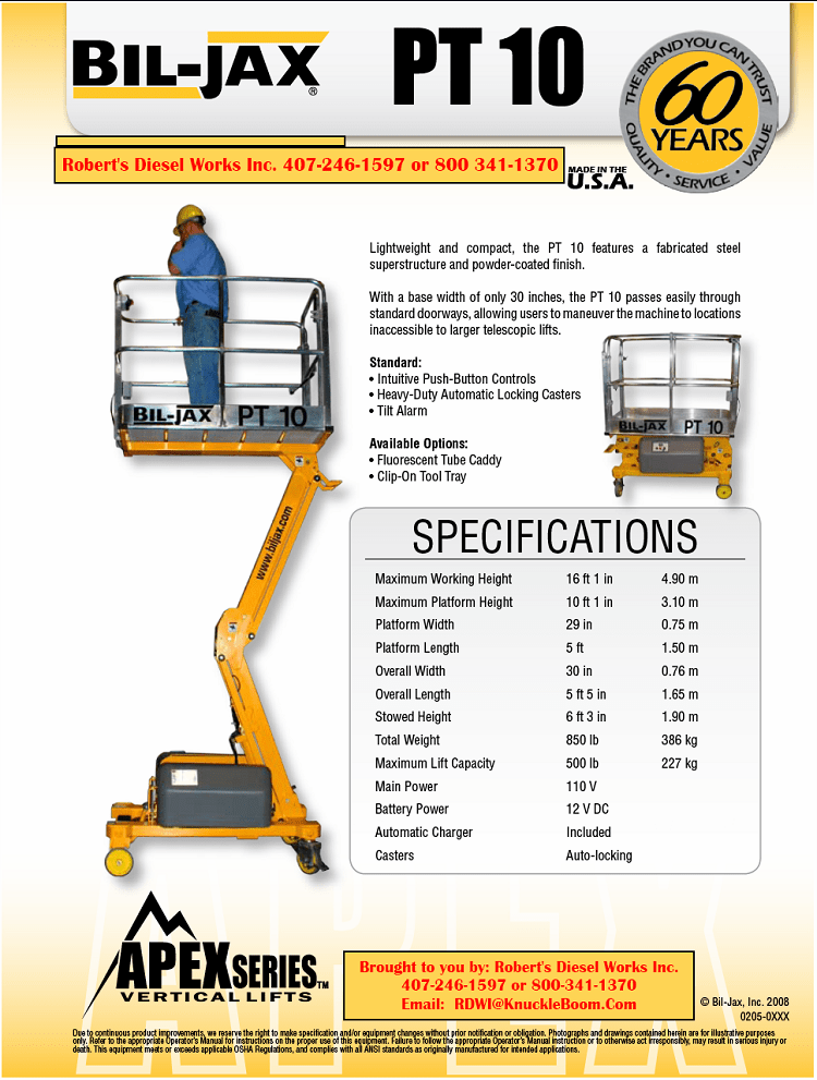 ManLift. Sissor Lift. Man Lift. Boom Lift. PT 10. PT10. Bil Jax