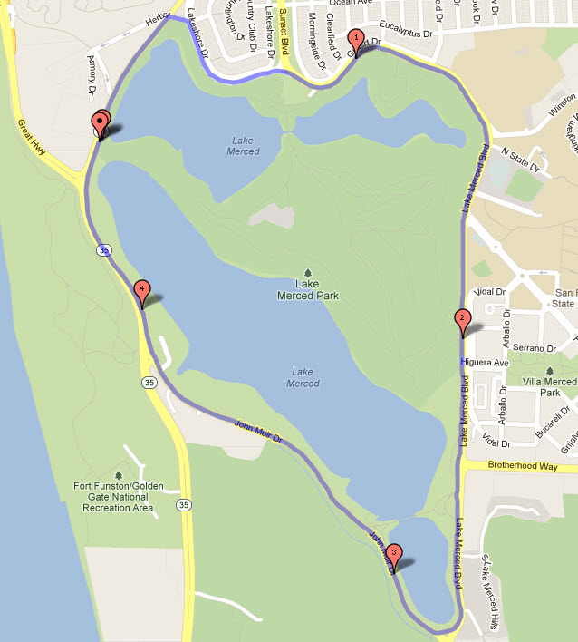Map Of Lake Merced San Francisco Lake Merced 4.5M DSE Runners