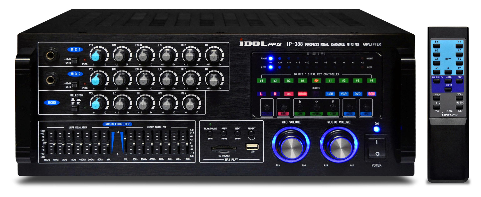 IDOLpro IP388 600W BBE Mixer Amplifier 6 Band Equalize