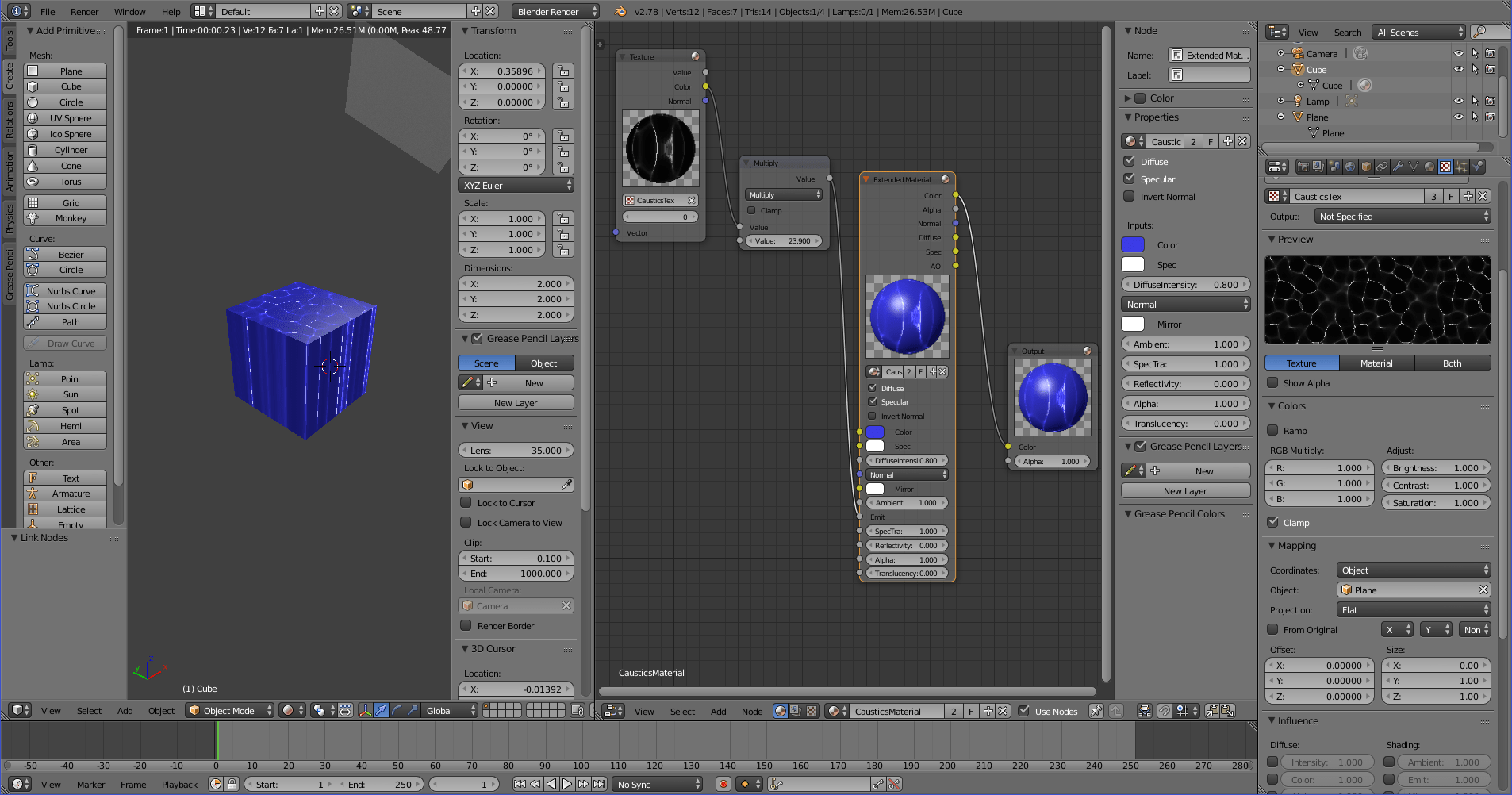 Projection mapping using nodes Materials and Textures Blender