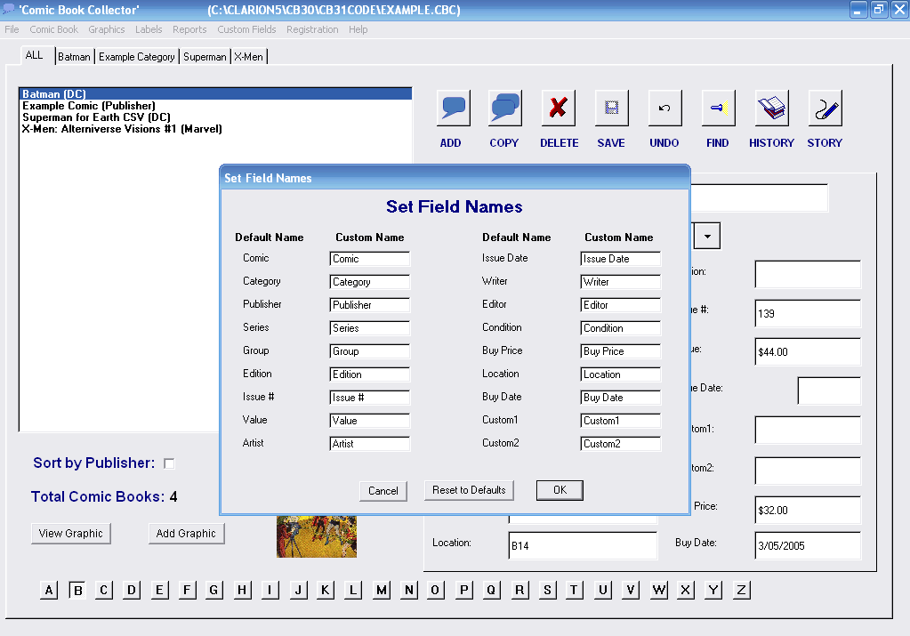 Comic Book Collection Software