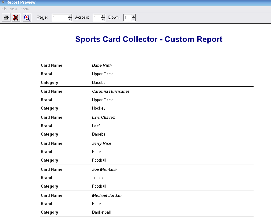 Sports Card Organizer Software Baseball, Basketball, Football, Hockey..
