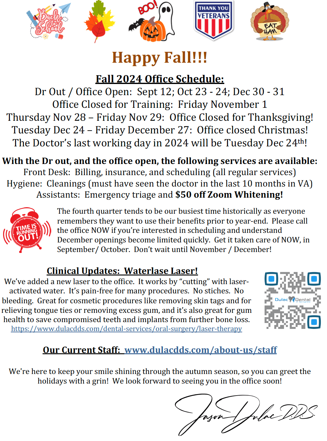 2024 Newsletter Q4 Updates Dulac Dental of Springfield