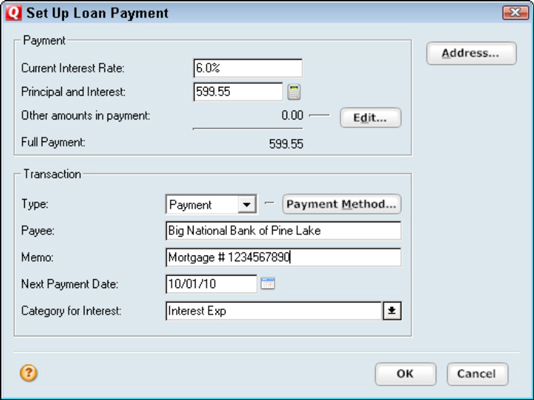 How to Track an Amortized Loan in Quicken 2010 dummies