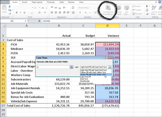 How to Apply Conditional Formatting in Excel 2010 dummies