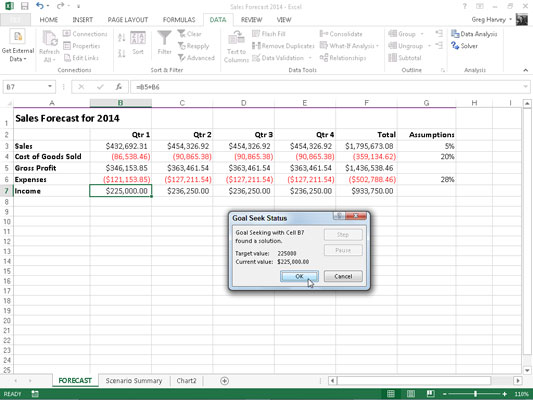 How to Use the Goal Seek Feature in Excel 2013 dummies