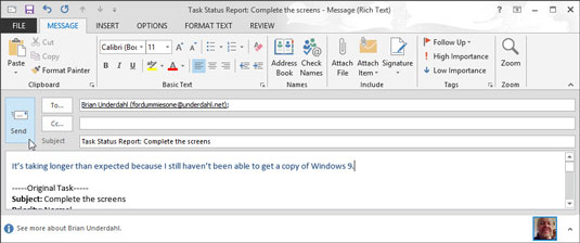 How to Send a Status Report from Outlook 2013 dummies