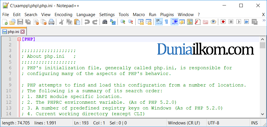 Tutorial Belajar PHP: Cara Mengubah File Konfigurasi PHP (php.ini) |  Duniailkom