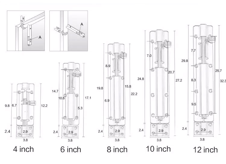Stainless Steel Tower Bolts Square Tower Bolts manufacturer
