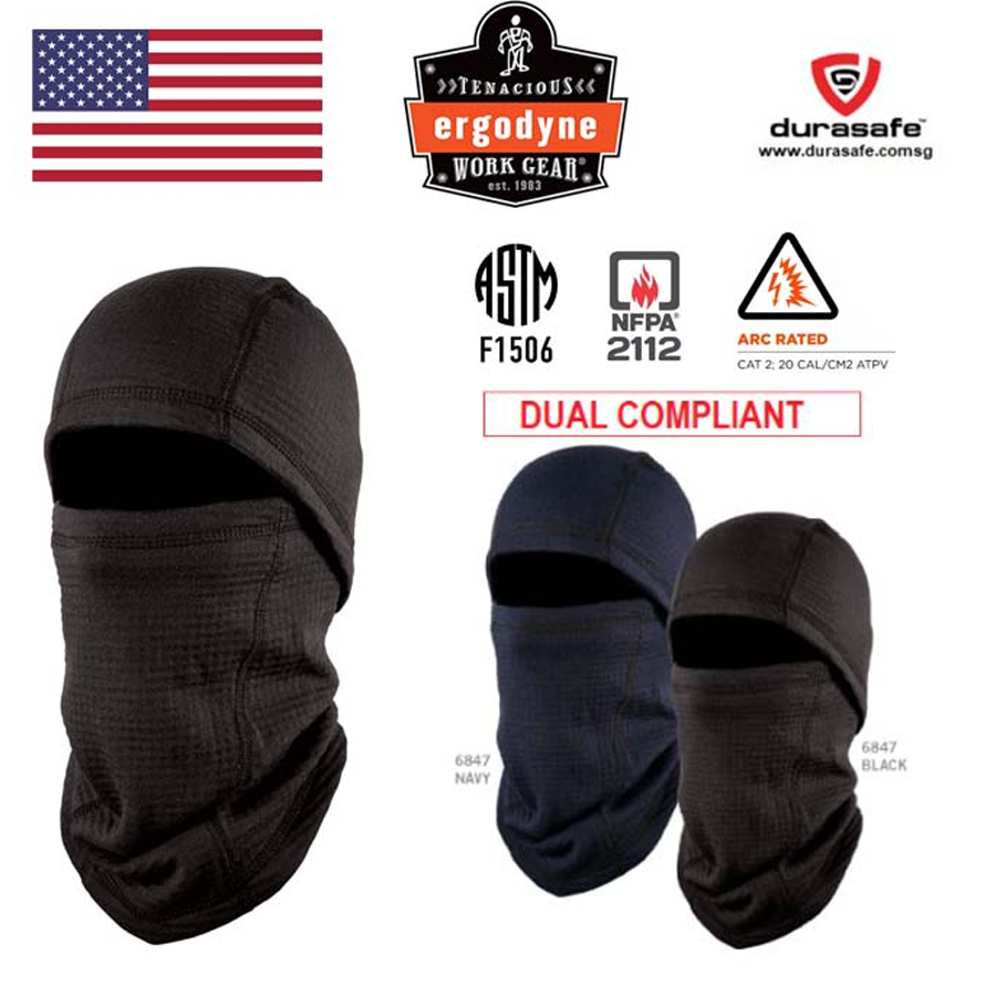 ERGODYNE NFerno® 6847 FR Balaclava Face Mask Dual Compliant, NFPA 70E / NFPA 2112 Durasafe Shop
