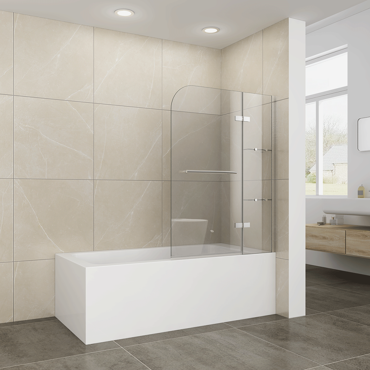 Badewannenaufsatz 2teilig Duschwand mit Seitenteil für Badewanne