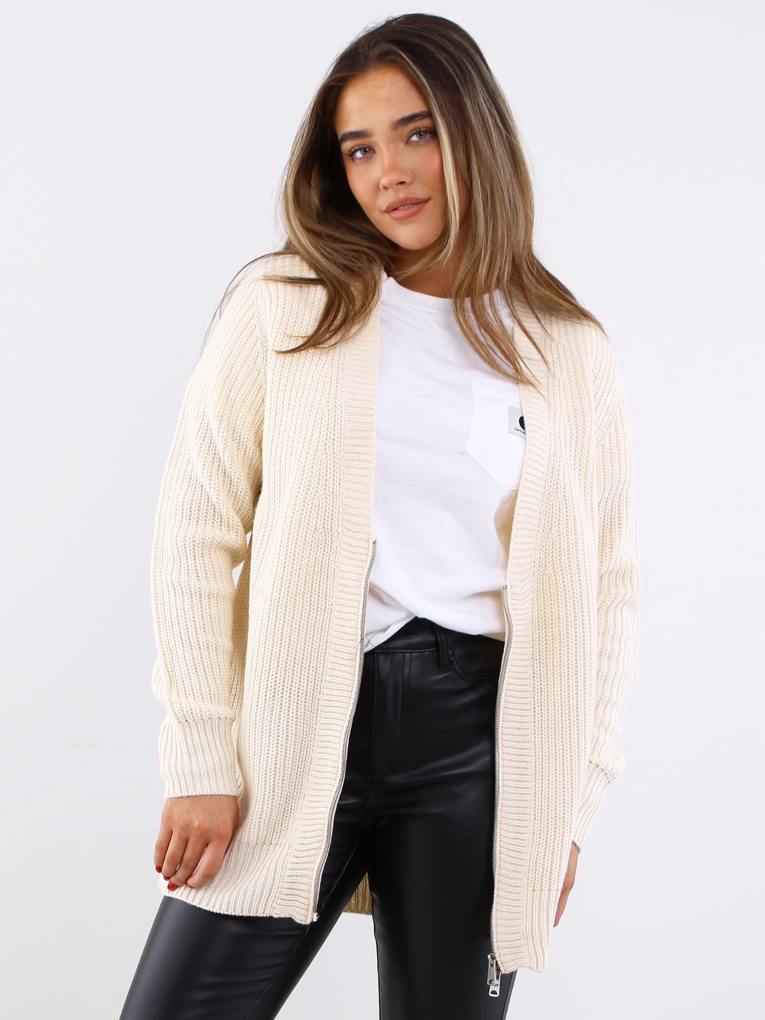 Brave Soul Oatmeal Chunky Knit Zip Cardigan Shop the latest fashion