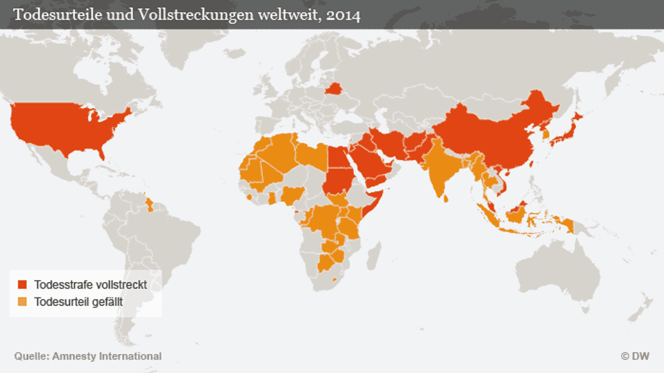 Immer weniger Länder mit Todesstrafe Welt DW 01.04.2015