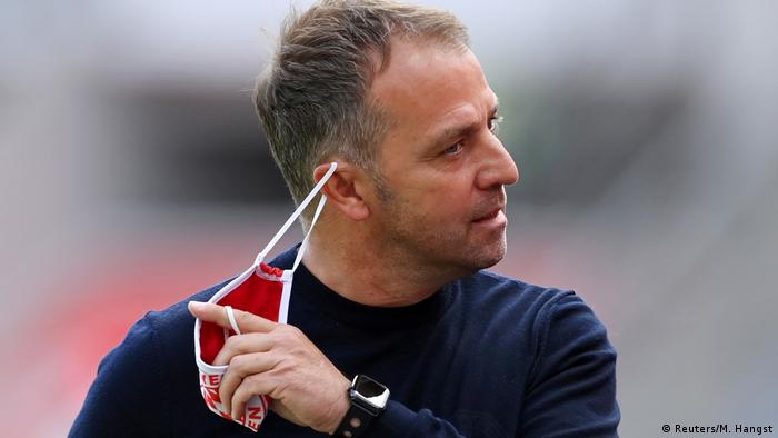 Champions League Bayern Munich coach Hansi Flick entering