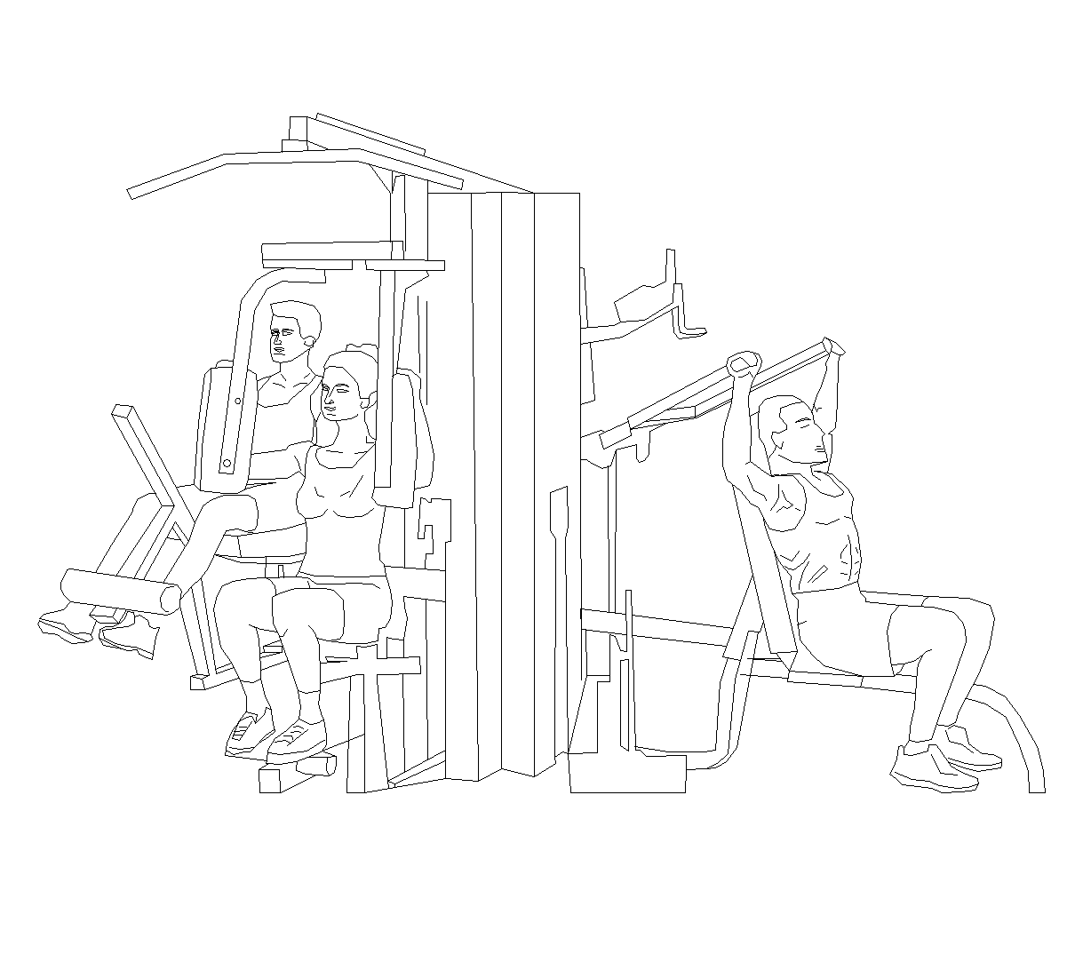 Multifunctional gym machine DWG CAD Block Free Download