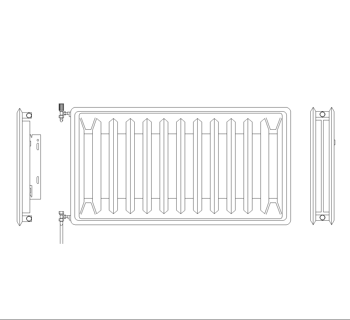 Single and double panel radiator DWG CAD Block Free Download