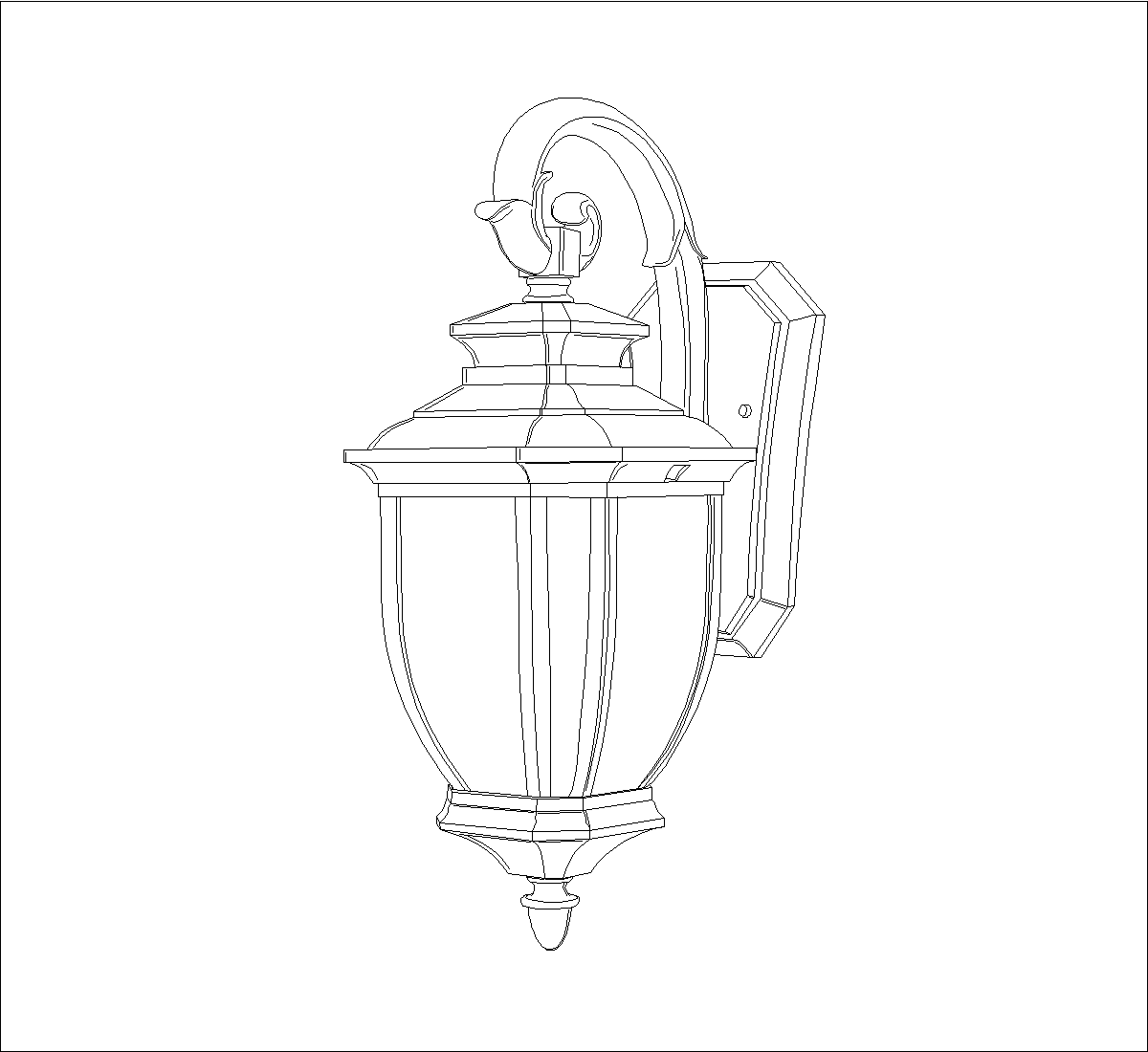 Victorian brass lantern DWG CAD Block Free Download