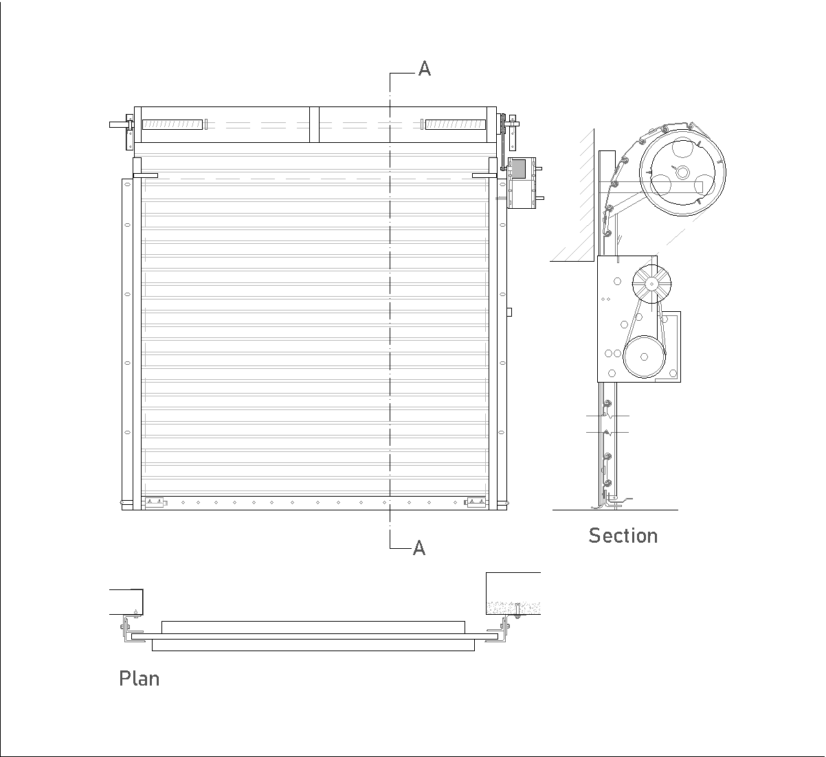 Security shutter for commercial use DWG CAD Detail Download