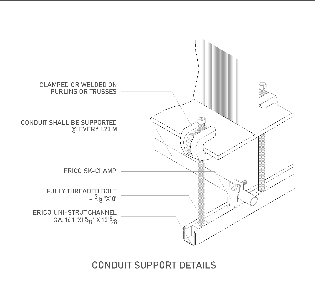 Conduit support detail DWG CAD Detail Free Download