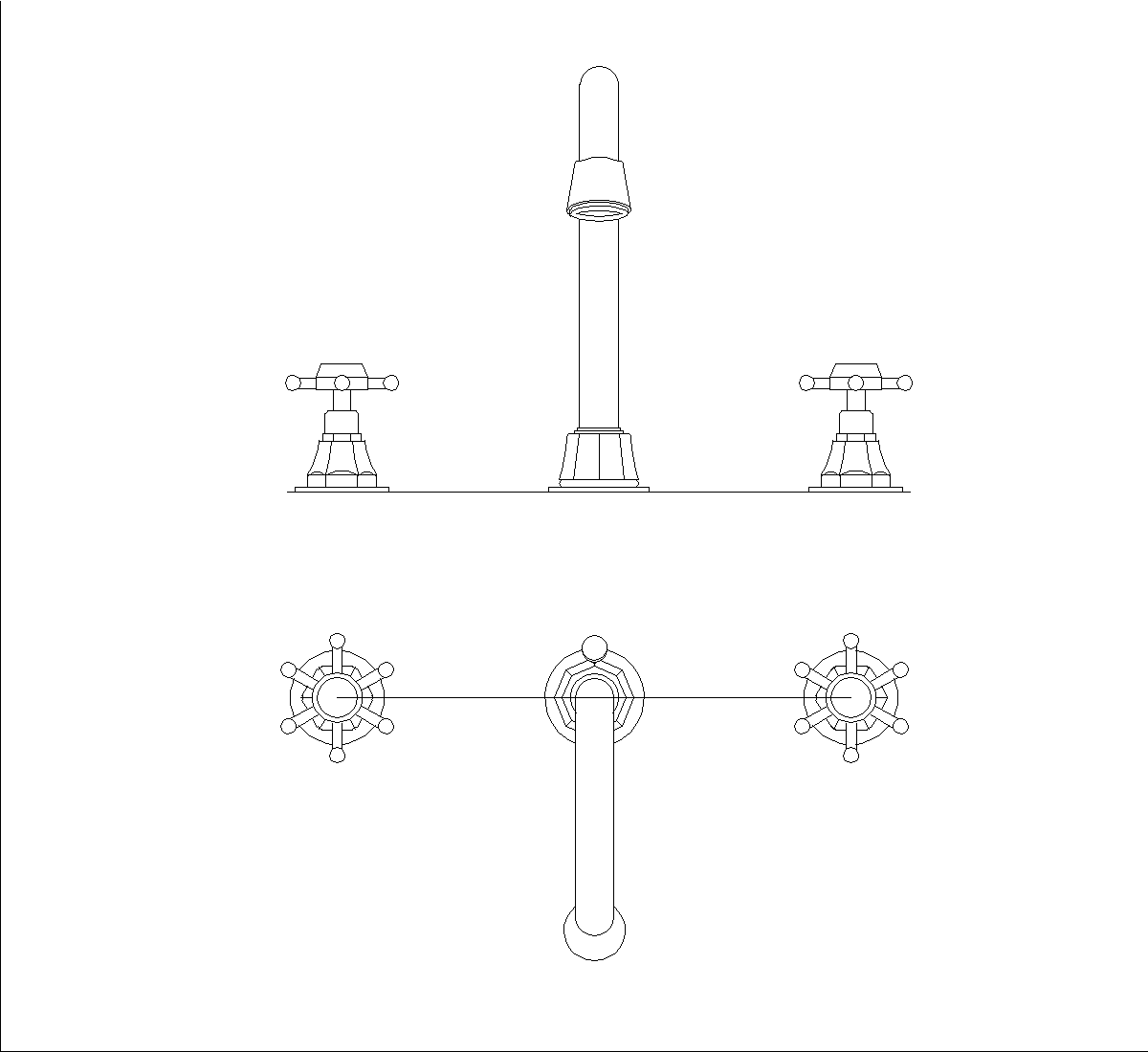 Chrome widespread faucet DWG CAD Block Free Download