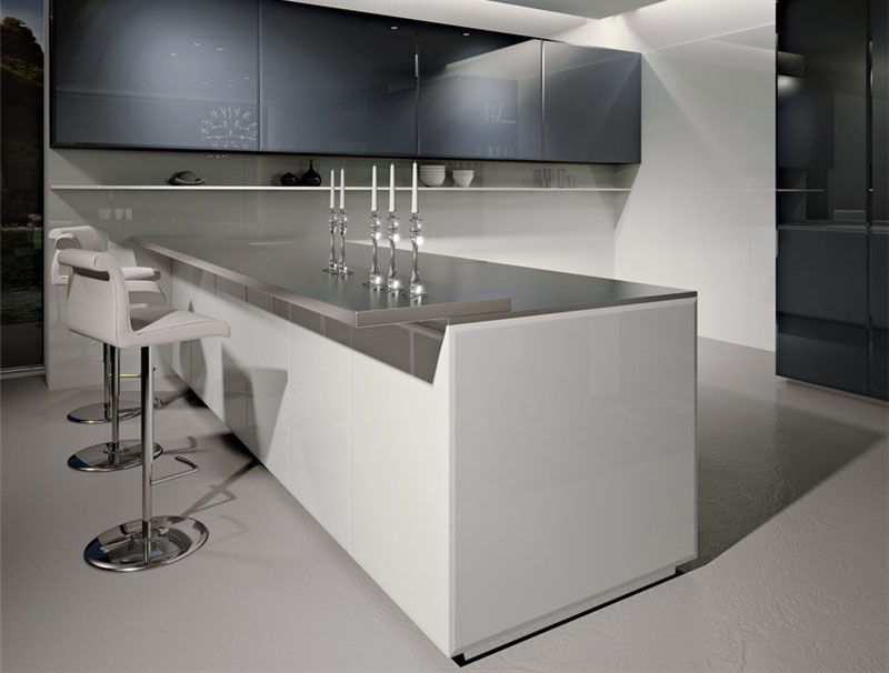 HighQuality High Glossy LShaped Modular Stainless Steel Kitchen