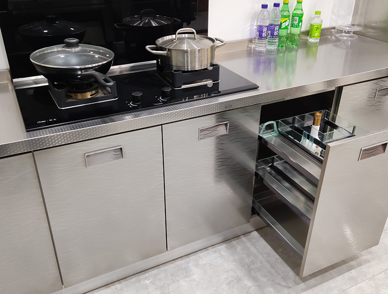 HighQuality Lshaped Gray Brushed Stainless Steel Kitchen