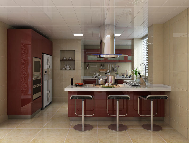 HighQuality Highend Warm Red Stainless Steel Kitchen Base