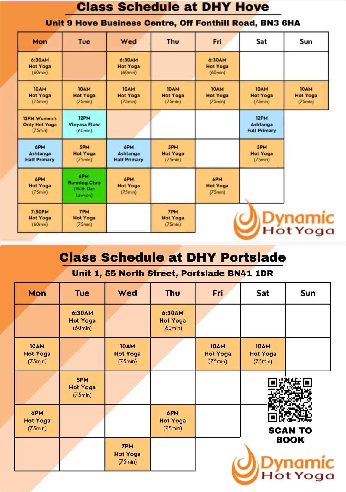 TimeTable Dynamic Hot Yoga