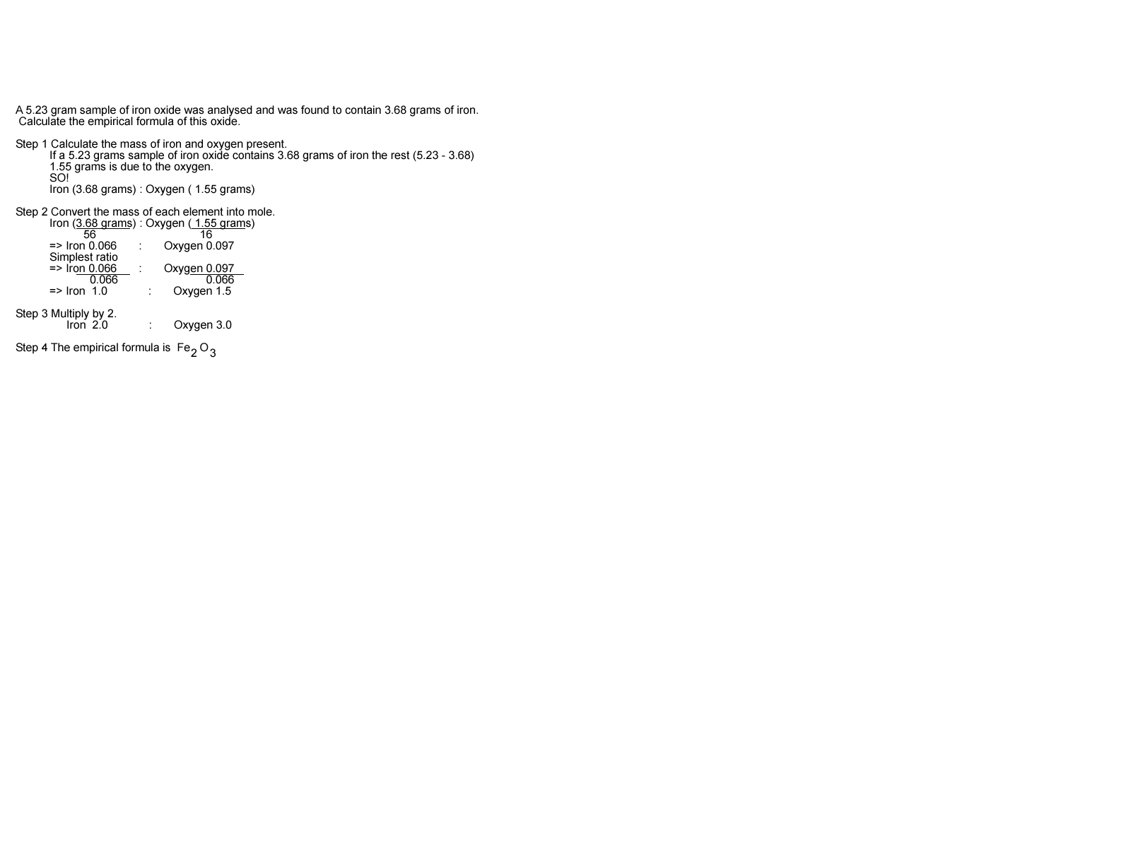 Chemistry Calculating the empirical formulae exercises