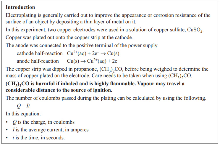 Chemistrypast exam NHT questionsexperimental technique2018