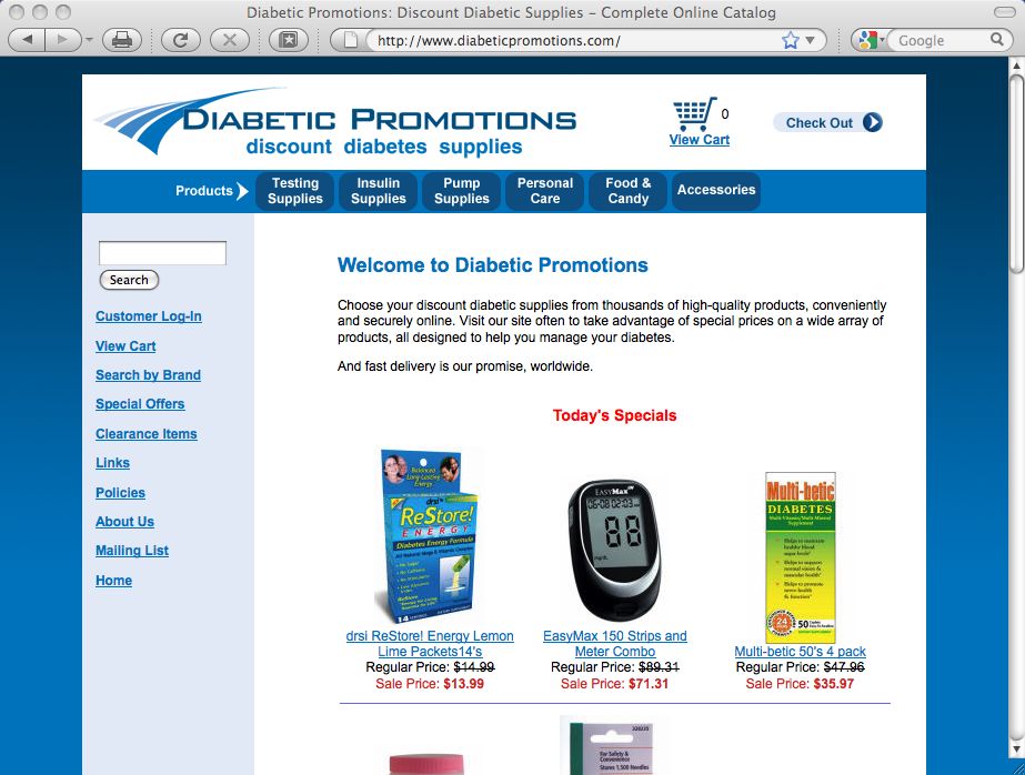 Diabetic Promotions Dynamics Online
