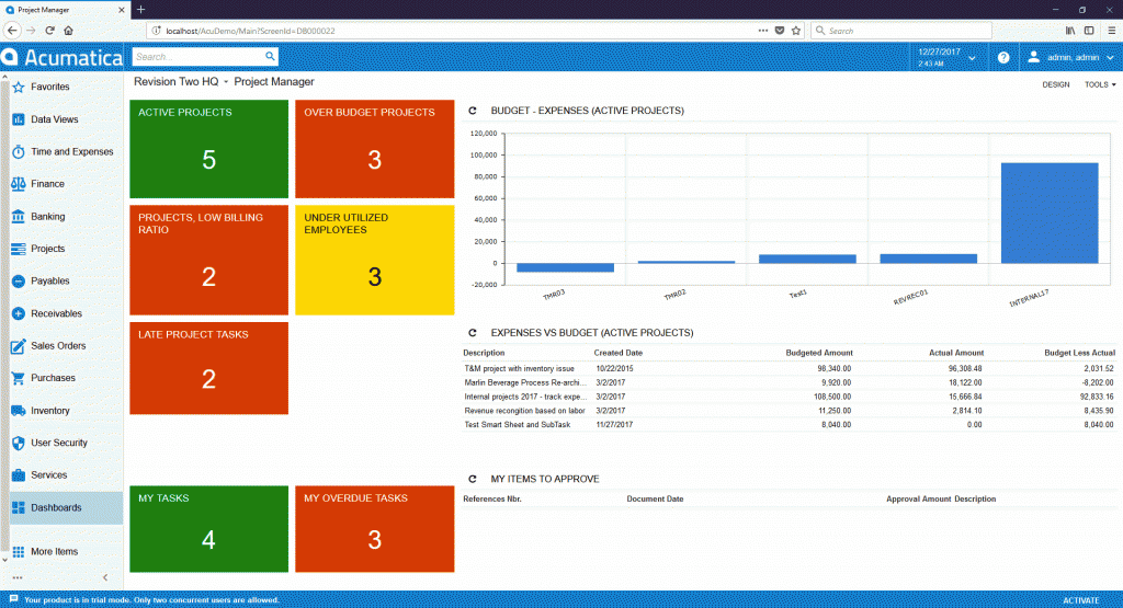 Acumatica Cloud ERP Project Accounting Suite SWK Technologies, Inc.