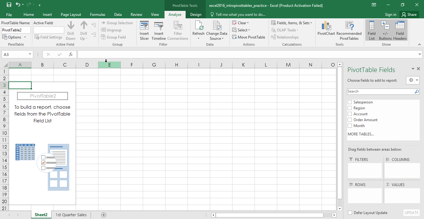 How to Create Pivot Tables in Excel 2016 Dynamic  Training Blog