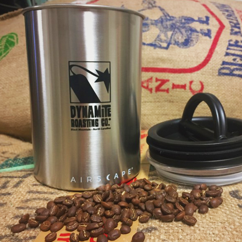 7″ Airscape Container Dynamite Roasting Co. Organic Fair Trade Coffee
