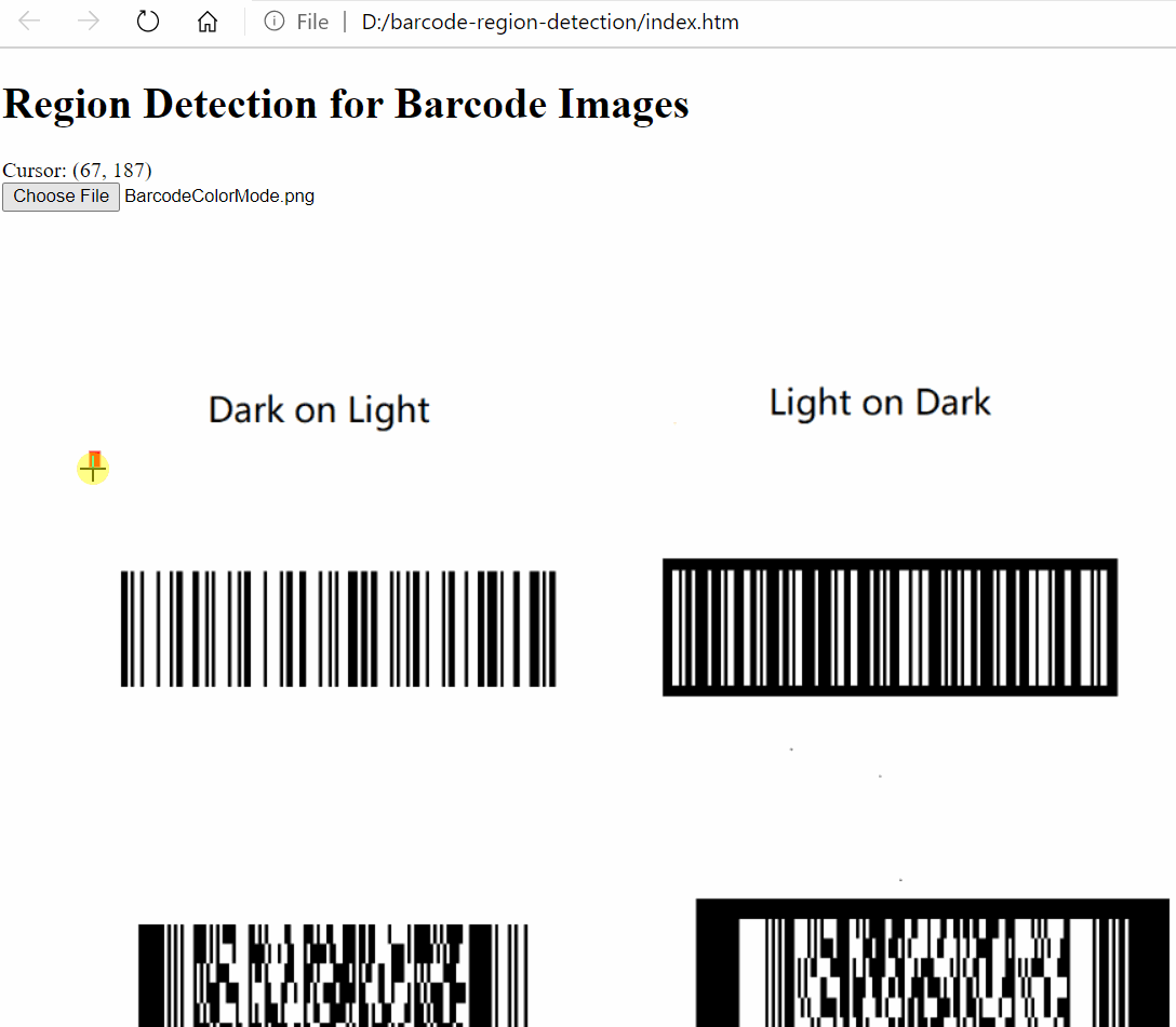 A Simple  Canvas Region Selection Tool for Barcode Region Detection