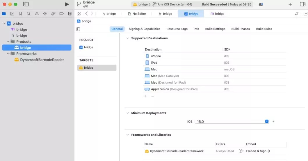 Integrating ThirdParty iOS Frameworks into a Qt6 Barcode and QR Code