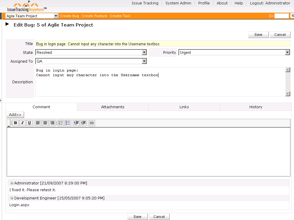 Issue WebBased Issue/Bug Tracking System