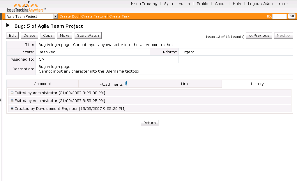 Issue WebBased Issue/Bug Tracking System