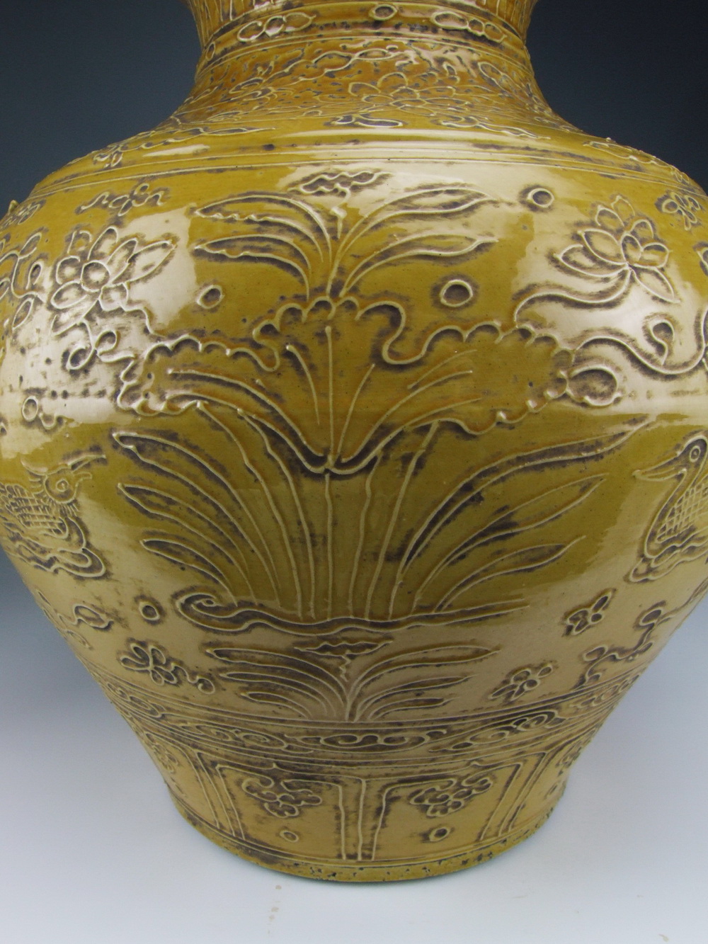 Amazing China Antique Yellow Glaze Porcelain Vase mandarin duck eBay