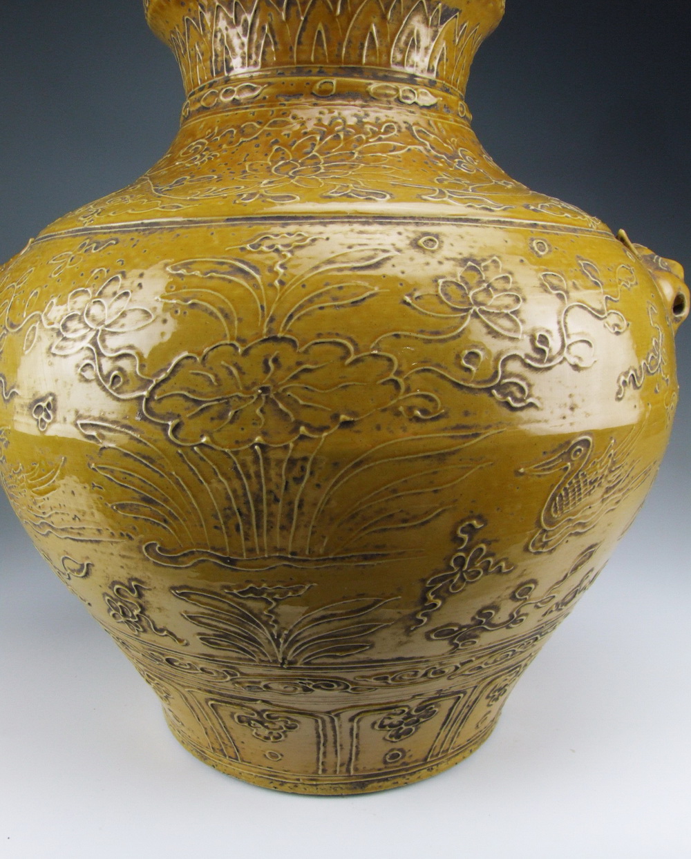 Amazing China Antique Yellow Glaze Porcelain Vase mandarin duck eBay