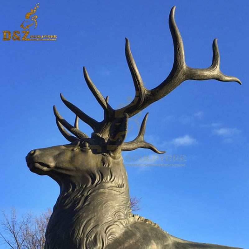 High Quality Outdoor park decoration bronze Lying stag statues for sale