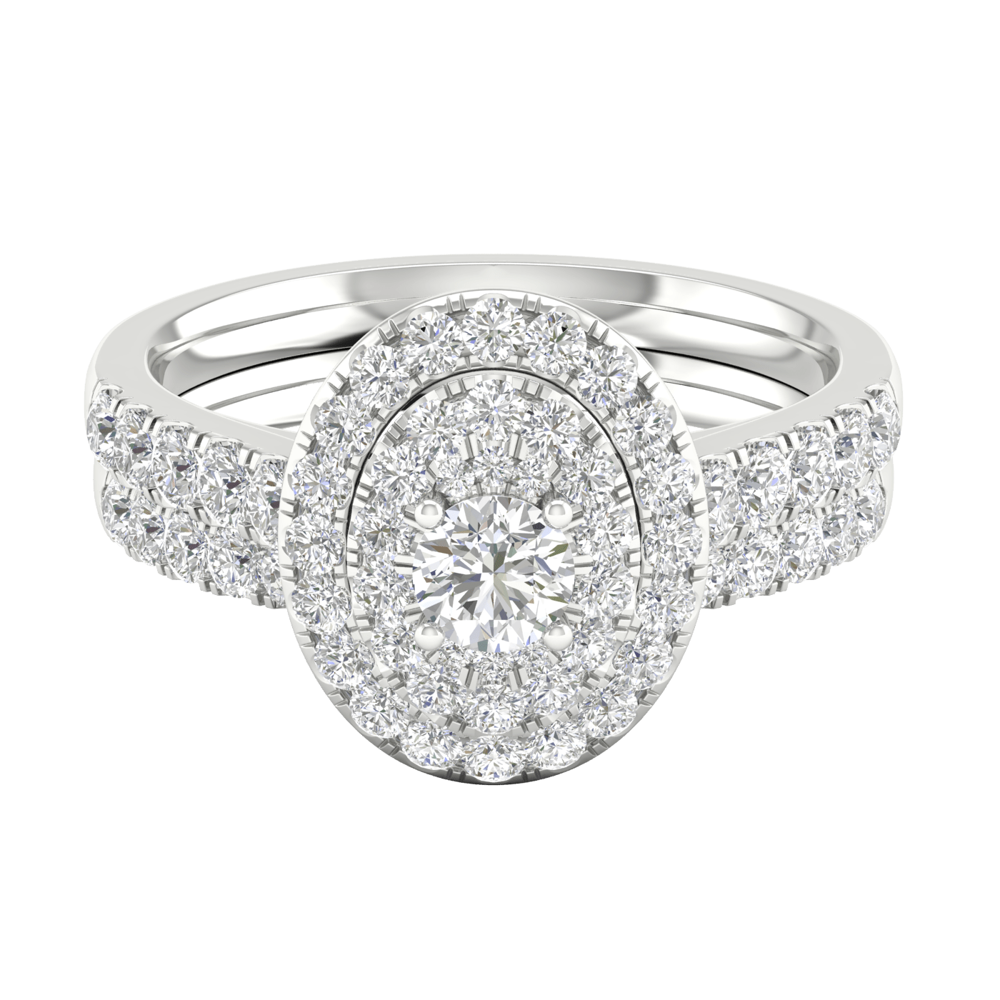 Dzon Oval Shape Halo Bridal Ring