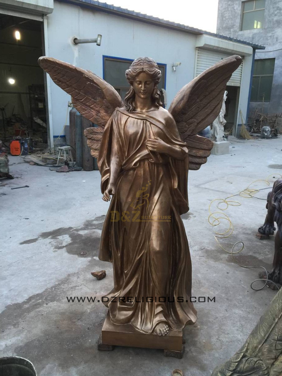 Casting Bronze Life Size Angels Statue For Cemetery Decor