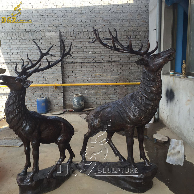 Outdoor bronze elk yard statue life size