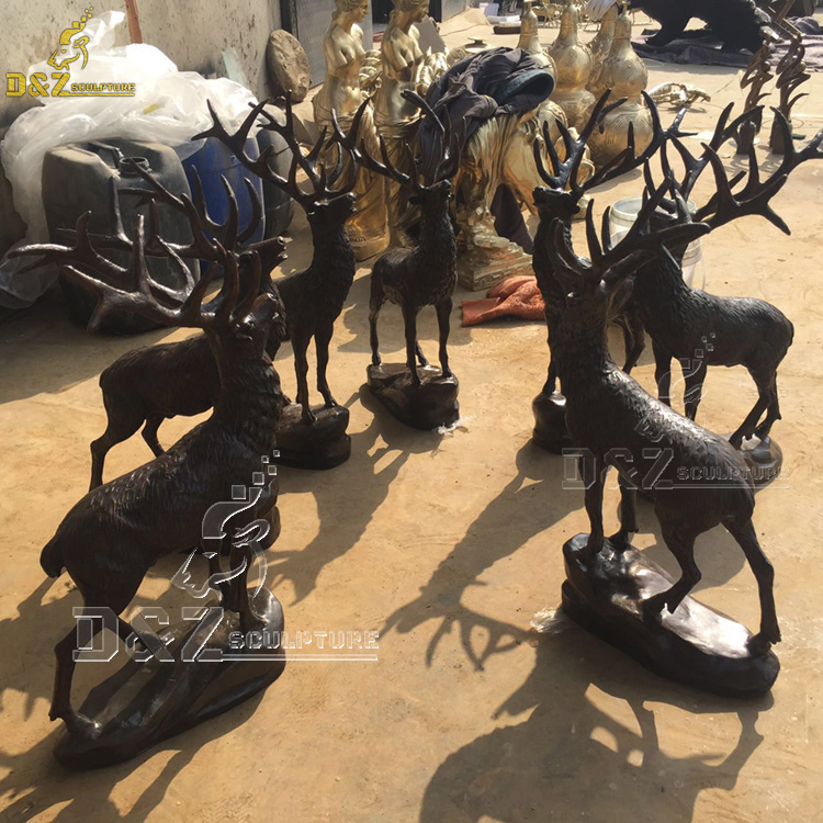 Outdoor bronze elk yard statue life size