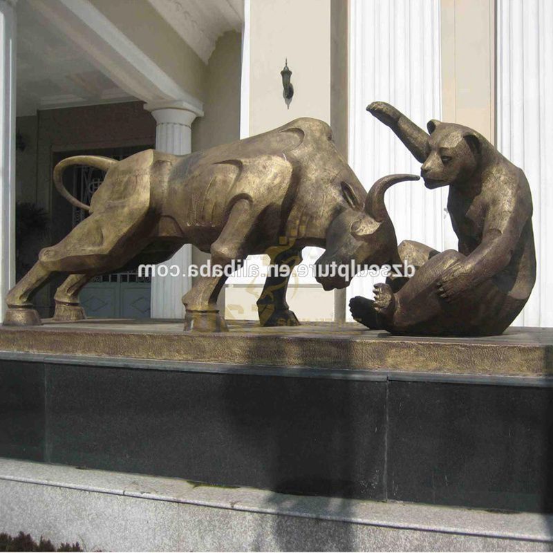 Life Size Figthing Bull and Bear Bronze Animal Statue