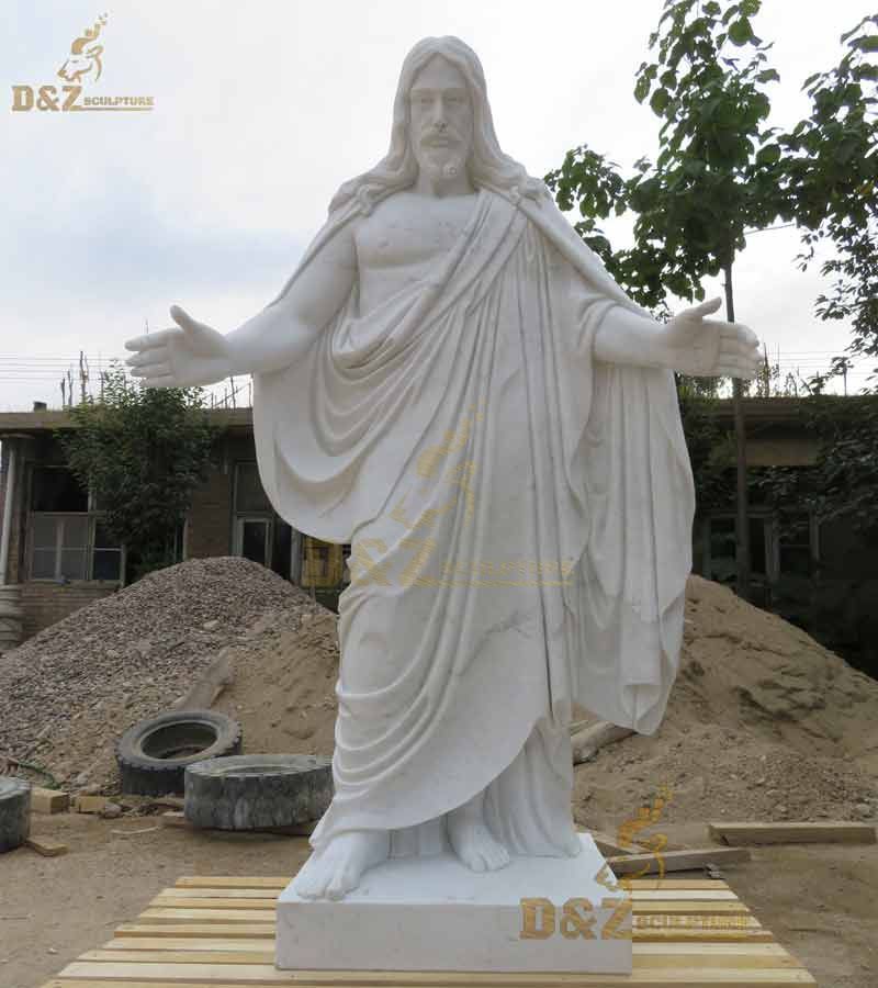 natural white marble christ jesus good shepherd statue made from D&Z