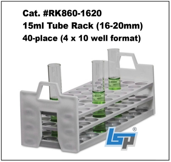 40place NoWire Rack for 15ml and 16x20mm tubes. Life Science Products